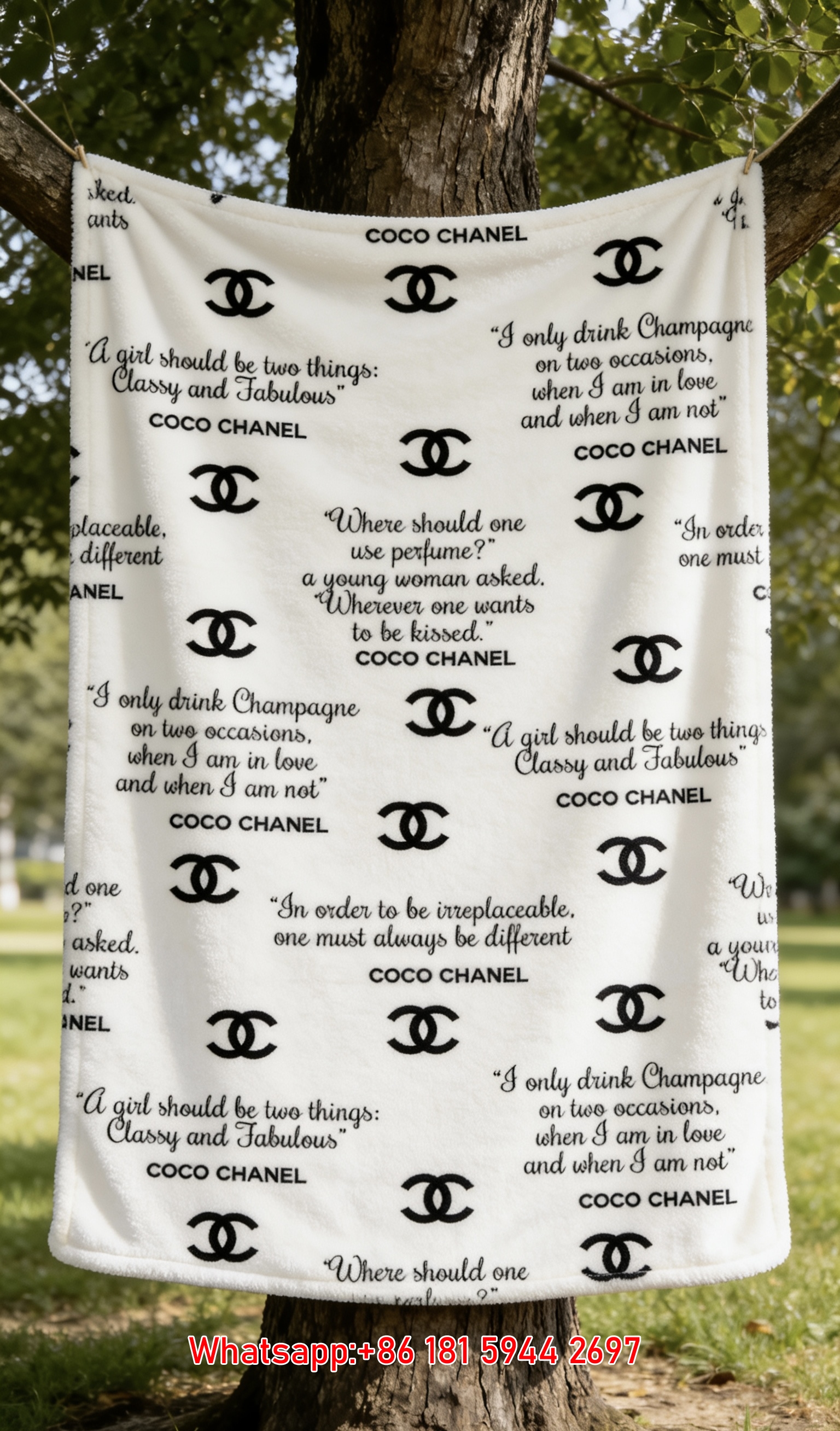 Coco Chanel Quotes Flannel Throw Blanket IMG_6908